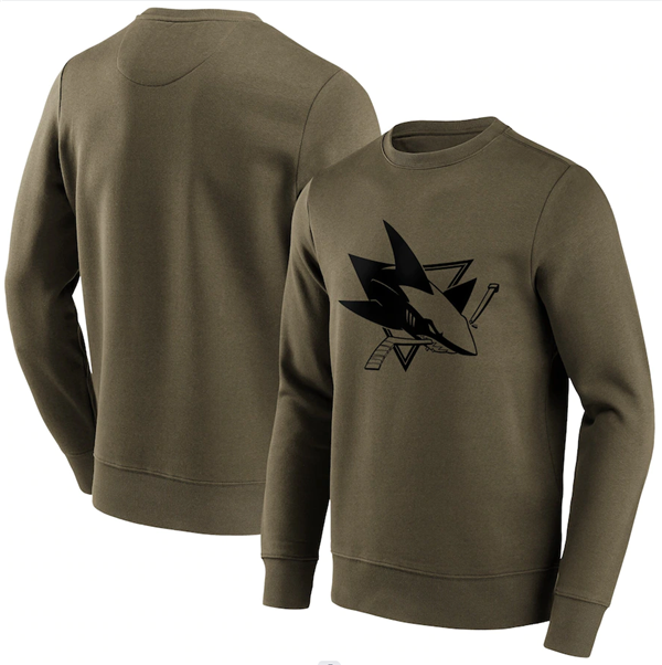 Men's San Jose Sharks Khaki Iconic Preferred Logo Graphic Crew Sweatshirt Men's San Jose Sharks Khaki Iconic Preferred Logo Graphic Crew Sweatshirt
